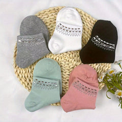 5 Pairs Rhinestone Crew Short Socks for Women
