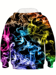 Boys Colorful Fumes Print Hoodie Top Casual Street Style Kids Clothes