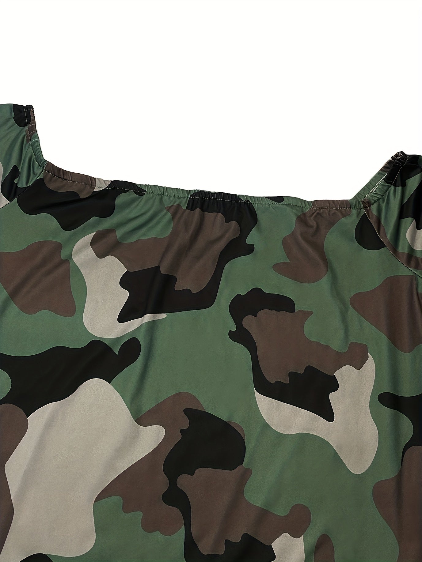 Camo Print Off Shoulder Maxi Dress With Pockets