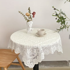 Polyester Round Lace Tablecloth Cafe Desktop Decoration Background Cloth