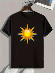 Sun Pattern Print Men's Sports T-shirt Graphic Tee For Fitness Activities