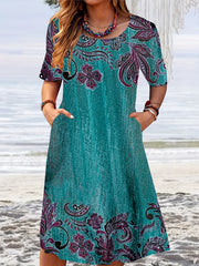 Floral Print Dress w/ Pockets