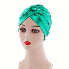 Pleated Turban Cap Elastic Head Wrap Lightweight Beanie Hijab Hats