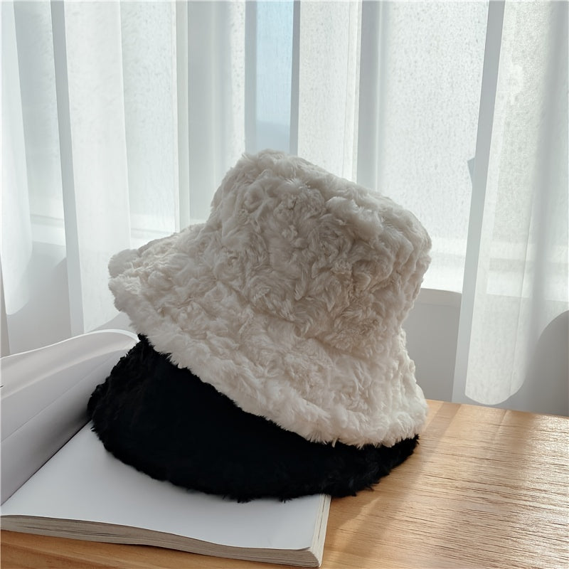 Rabbit Hair Hat Bucket Hat Short Curly Hair Velvet Warm Cap
