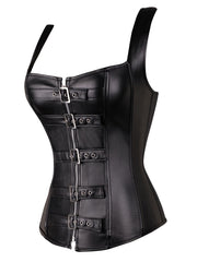 Women's Punk Rock Faux Leather Steampunk Corset Set Retro Goth