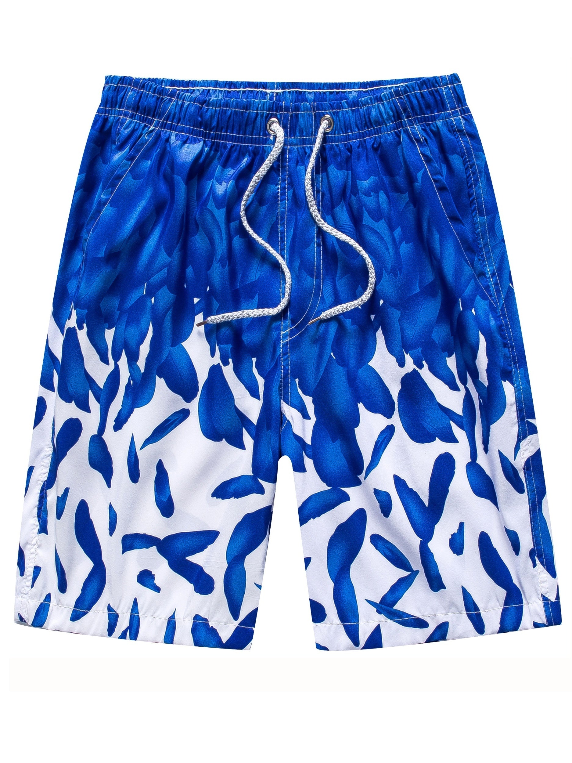 Coconut Palm & Dog Pattern Beach Shorts Men's Quick Drying Waist Drawstring Shor