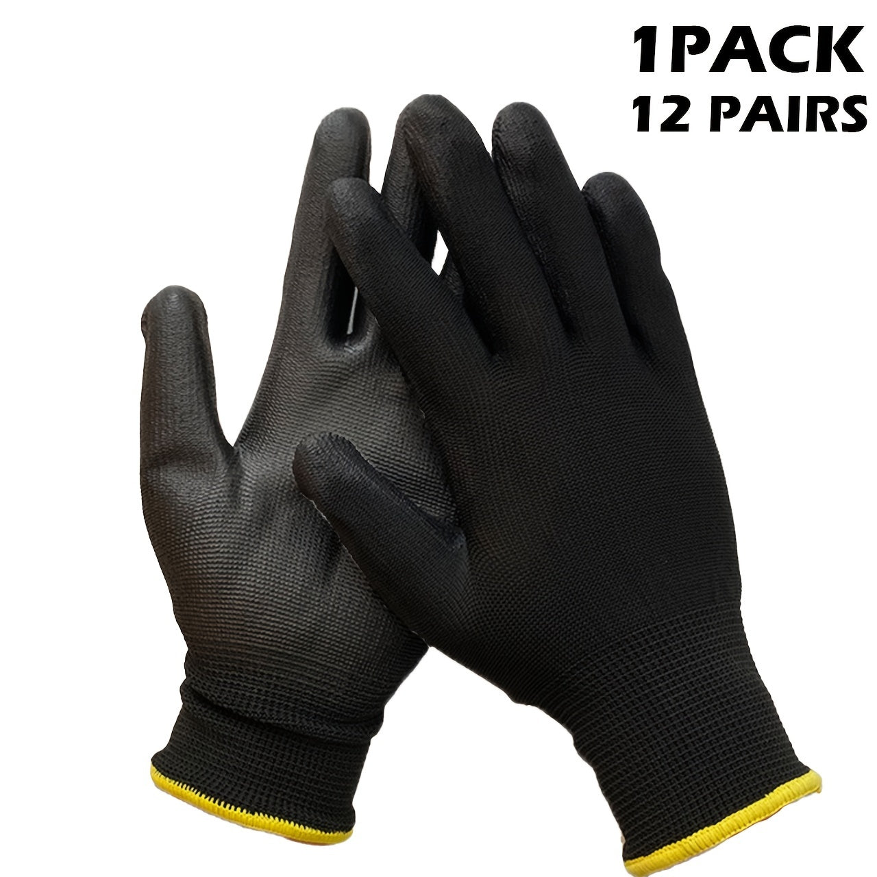 12pairs Nylon PU Full Palm Coated Work Gloves Picking Gardening