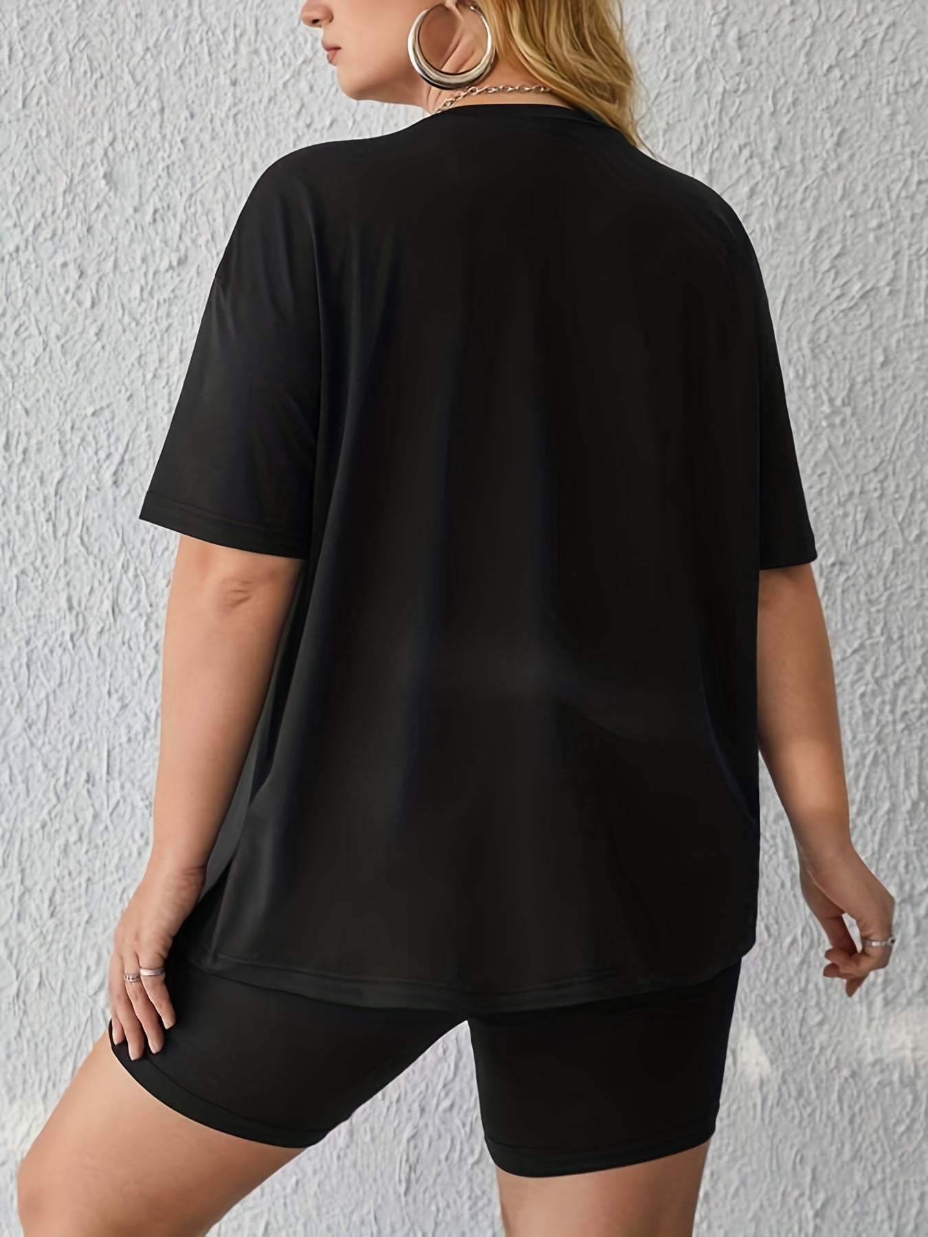 Women's Plus Size Leopard Print Tee & Shorts 2pcs Set