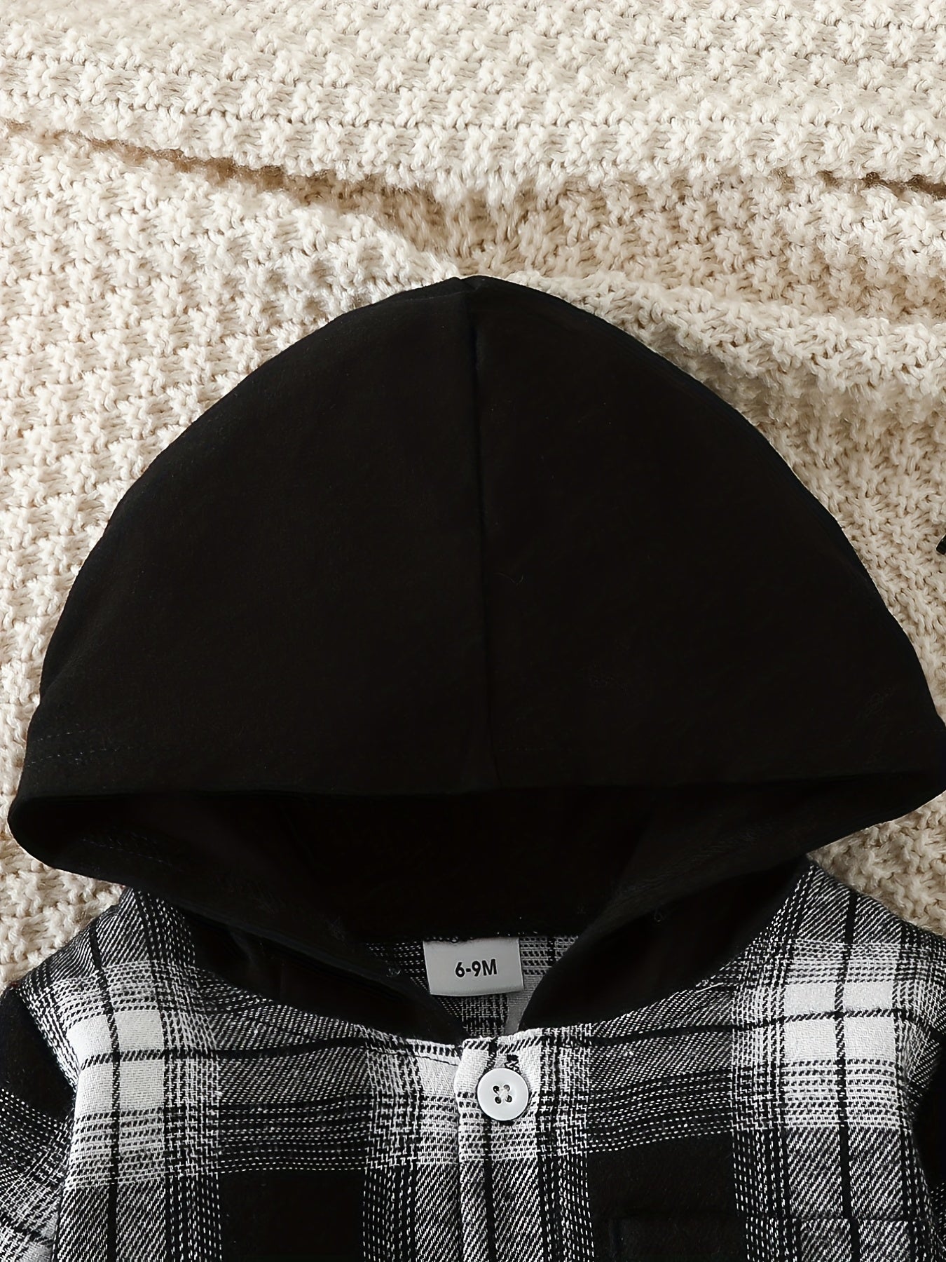 Boy's Plaid Block Hooded Shirt & Pants Set Spring Fall Outfit