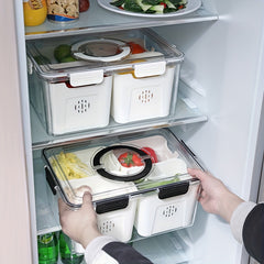 Kitchen Storage Box for Vegetables and Fruits, Fresh-keeping, Sub-grid Drain Box