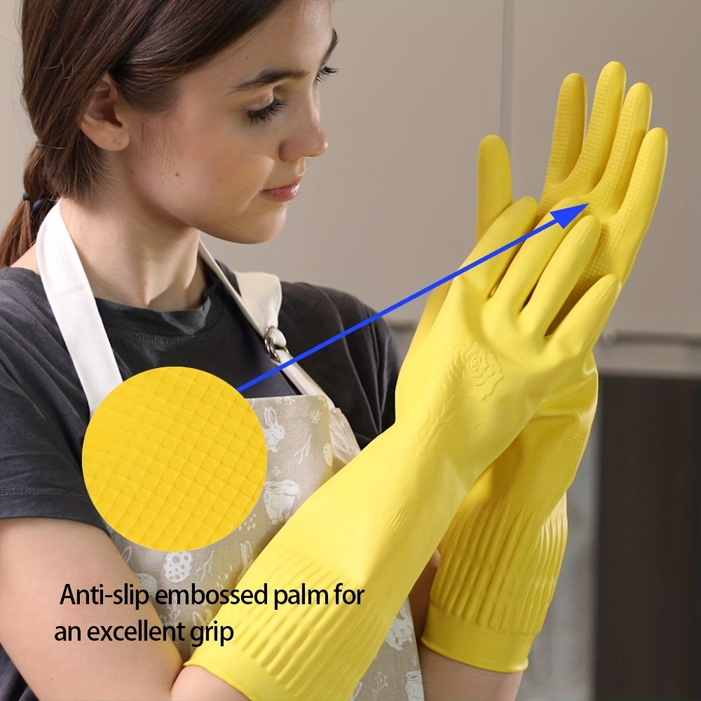 4pairs Kitchen Rubber Cleaning Gloves Non Slip Waterproof