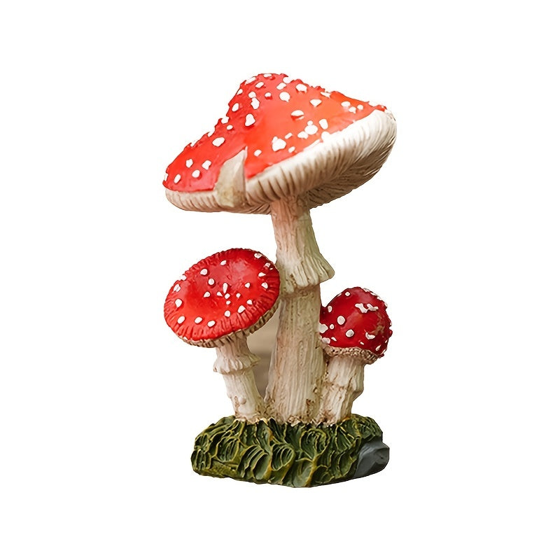 3 Mushroom Figurines Fairy Garden Decor Micro Landscape Decoration