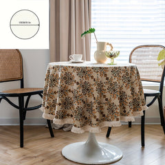 Polyester Round Table Cloth Jacquard Geometric Table Cover
