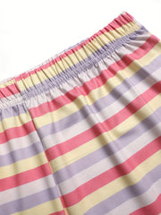 Colorblock Striped Pajama Set Short Sleeve Crew Neck Top & Lounge Shorts