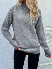 Solid Turtleneck Pullover Sweater Casual Long Sleeve Sweater