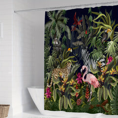 Tropical Leaves Plant Shower Curtain Fabric Shower Curtains For Bathroom