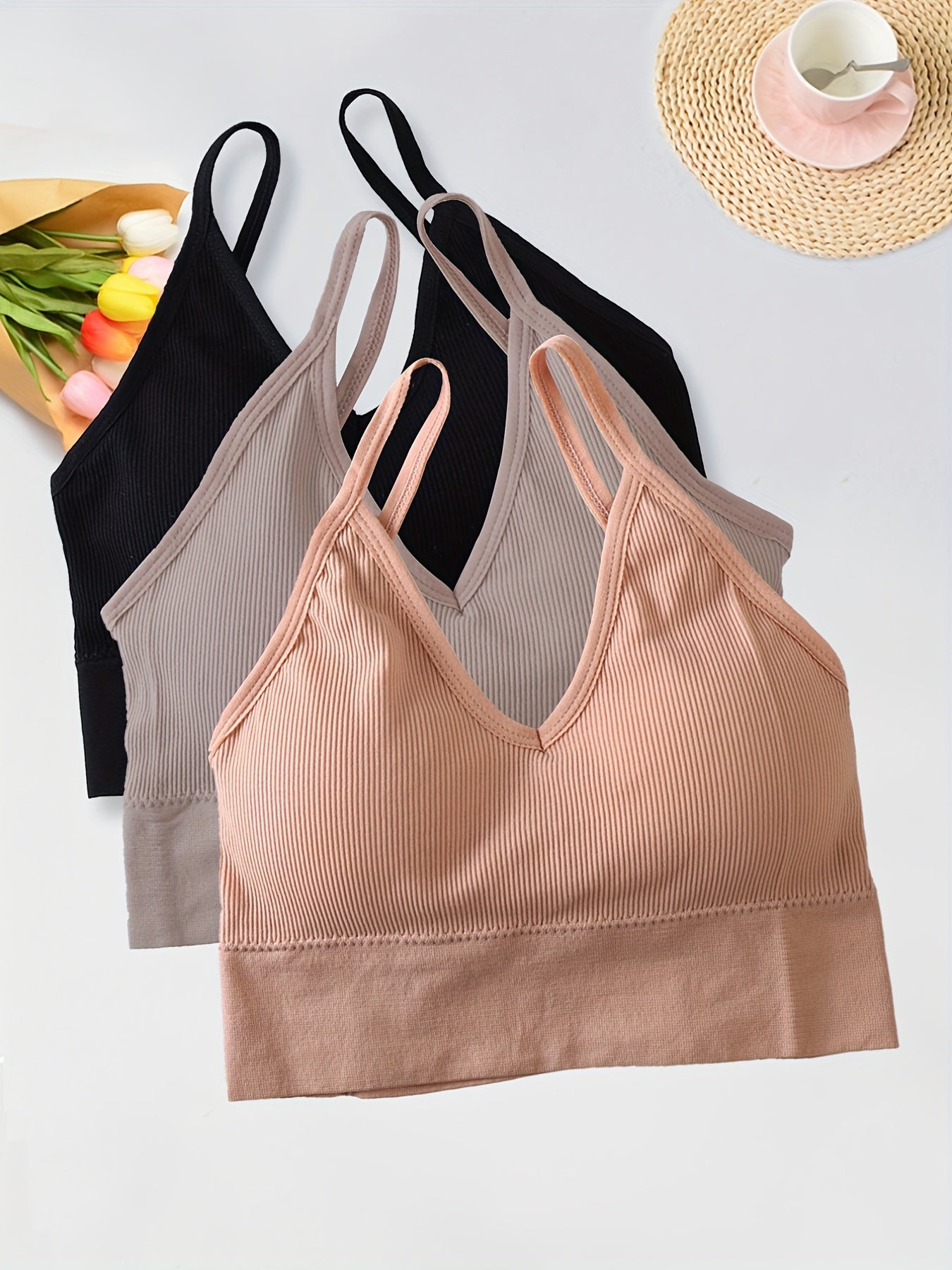 3pcs Girls' Student Chest Wrap Lingerie No Steel Ring Vest Bra