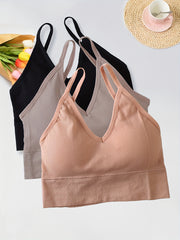 3pcs Girls' Student Chest Wrap Lingerie No Steel Ring Vest Bra