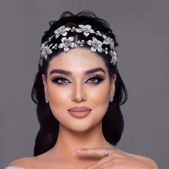 Rhinestone Flower Bride Headwear Hair Hoop for Banquet Plate