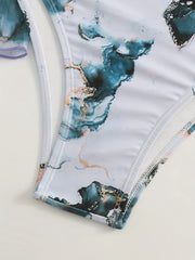Tie Dye Halter Neck Bikini Set & Cover Up - 3pc Set