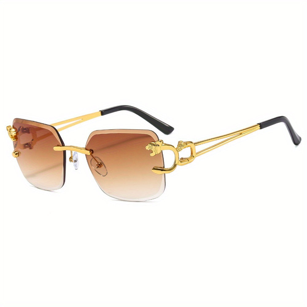 Men's Leopard Rimless UV Resistant Sunglasses for Beach