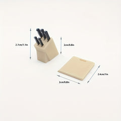 7pcs Dollhouse Kitchen Accessories Set, Cutting Board & More, Mixed Colors