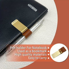 6pcs Notebook Pen Clip PU Leather Retro Holder Loop & Metal Clips Pencil Elastic