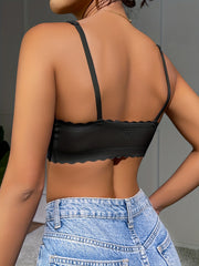 3pcs Scallop Trim Wireless Bras Push Up Intimates Bra Women's Lingerie