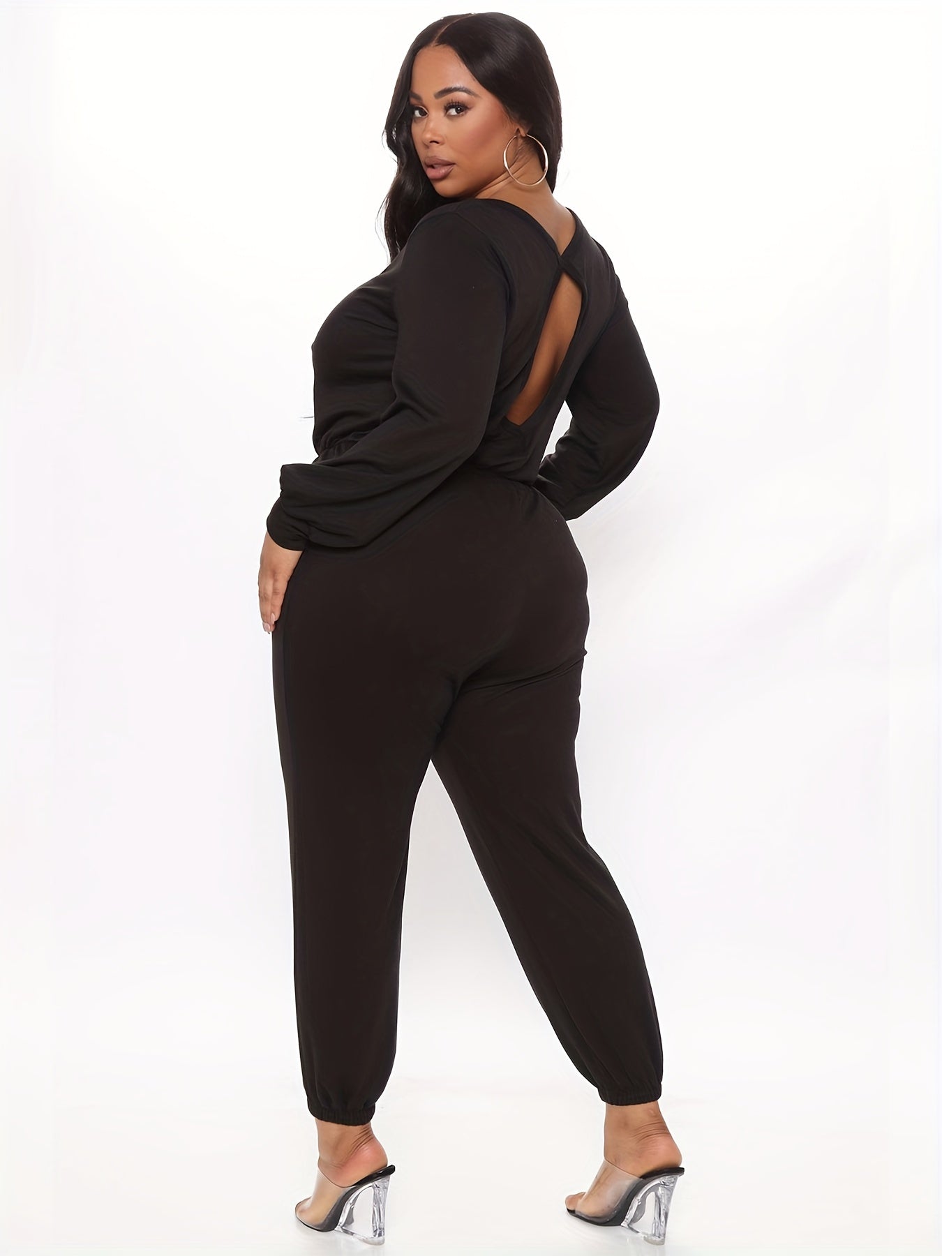 Women's Plus Sexy Long Sleeve Jumpsuit