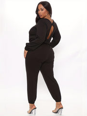 Women's Plus Sexy Long Sleeve Jumpsuit