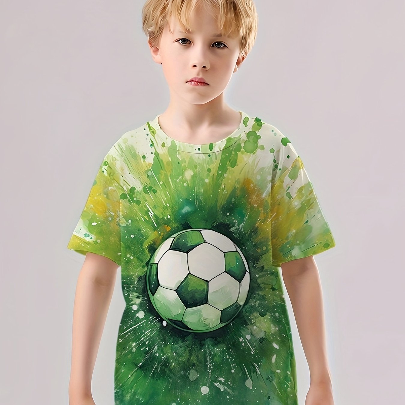 Splash Ink Football 3D Print Boys Meaningful T Shirt