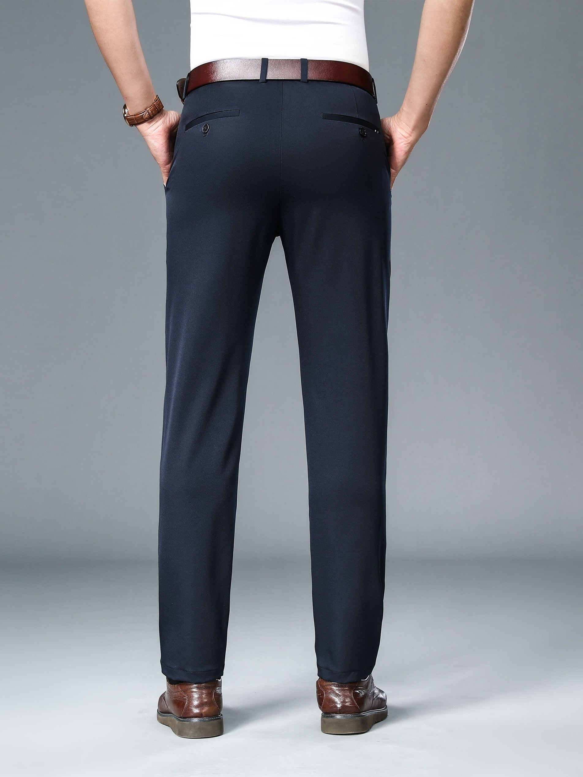 Men's Summer Dress Pants Classic Straight Leg Business Formal