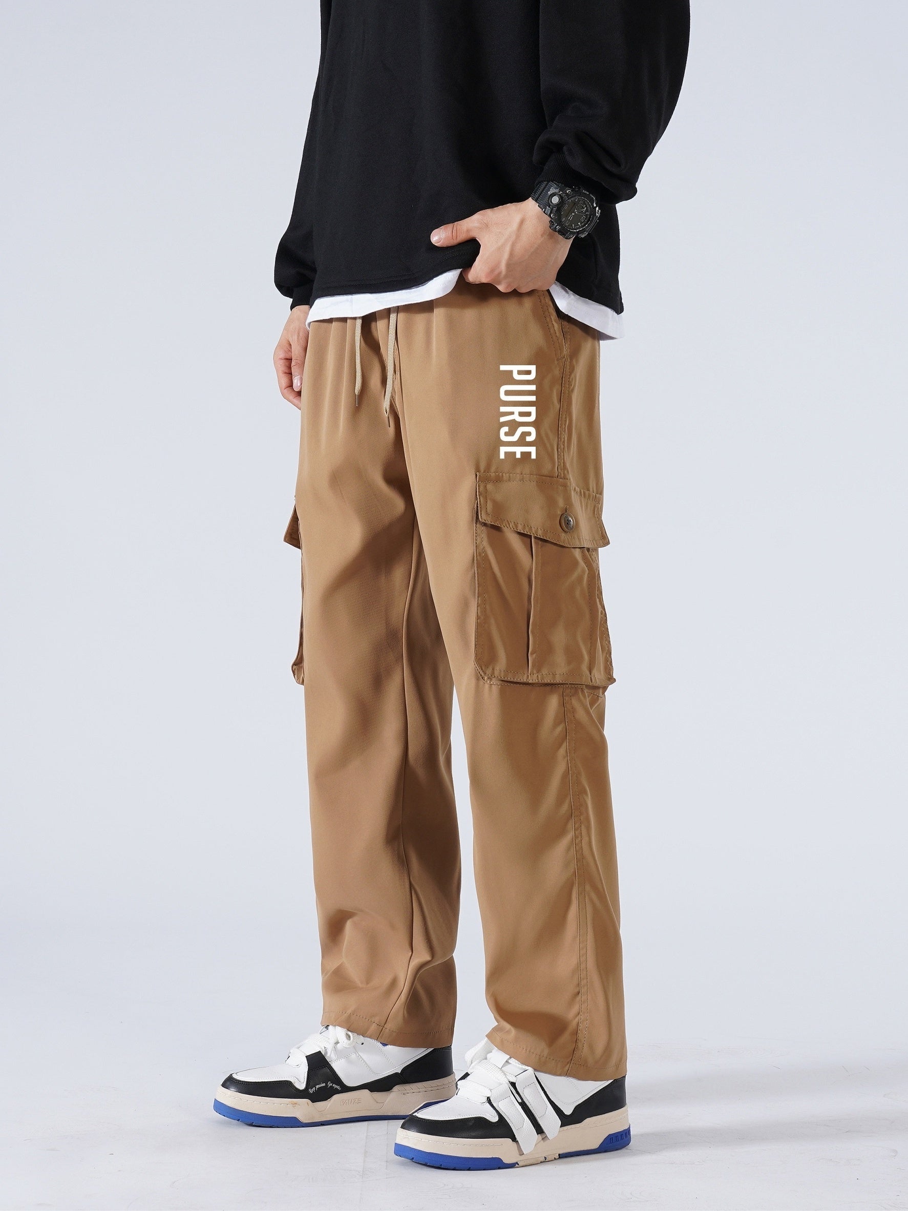 Men's Drawstring Cargo Pants for Spring/Fall
