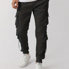 Men's Casual Flap Pocket Pants Tapered Sports Pants