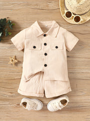 Baby Boys Casual Short Sleeve Shirt & Shorts Set for Summer