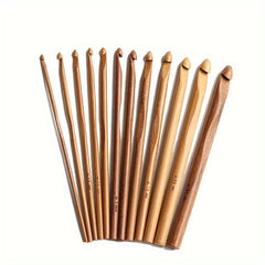 12pcs Wood Crochet Hooks Set Bamboo Accessories For Crochet