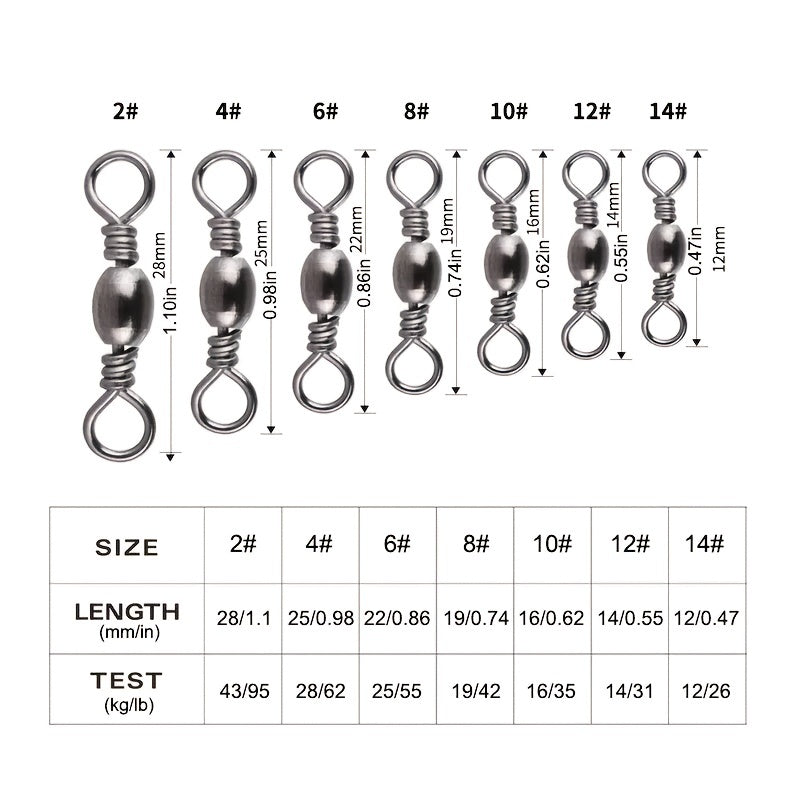 100pc Fishing Barrel Swivels - Tackle Accessories