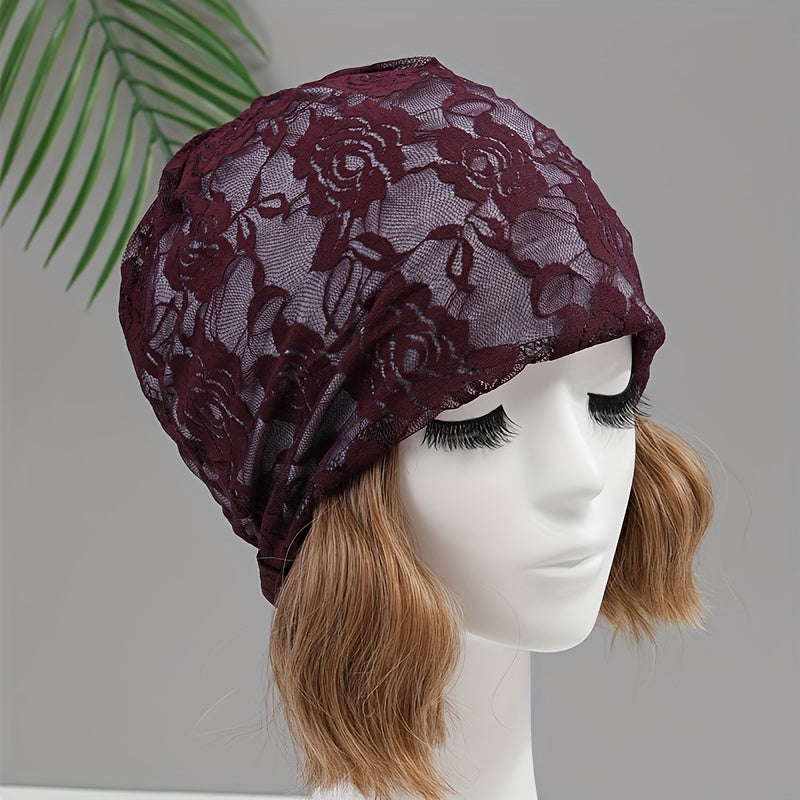 Solid Lace Beanie Cap Skull Hat Warm Chemo Hats Women