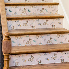 7pcs Animal Print Deer Child Pattern Cartoon Stair Stickers Drawer Stickers