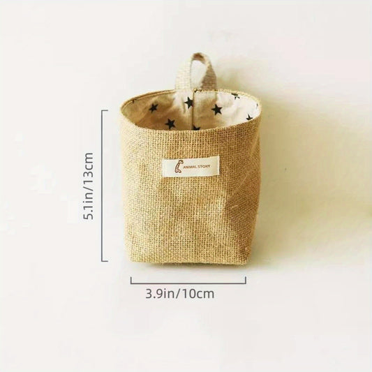 Jute Cotton Linen Storage Bag Wall Hanging Pocket Fabric Organizer Dorm