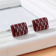 Rectangular Striped Paint Men's Shirt Cufflinks