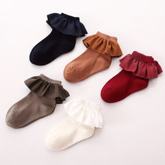 Girls Kids Lace Ruffled Boneless Princess Socks