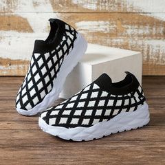 Plaid Pattern Bottom Sneakers Lightweight Breathable Sport Shoes
