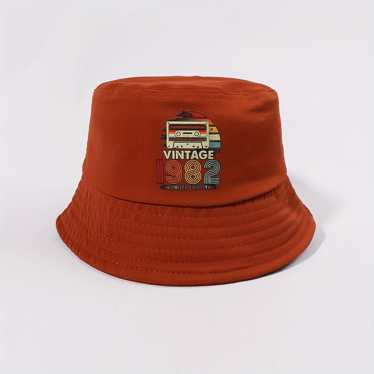 Vintage 1982 Bucket Hat Print Casual Basin Hat for Travel Beach