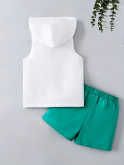 Boys Lion Print Tank Top & Shorts Set