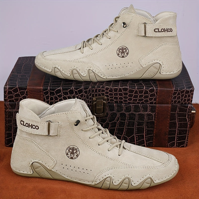 Men's Embossed Tiger Logo Lace-up Boots