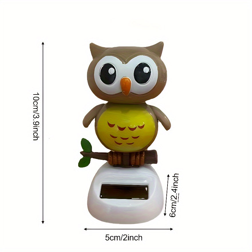 Solar Swing Owl Moving Head Doll Car Ornament Cartoon Gift Toy