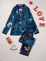 Floral Print Pajamas Set Long Sleeve Top & Pants