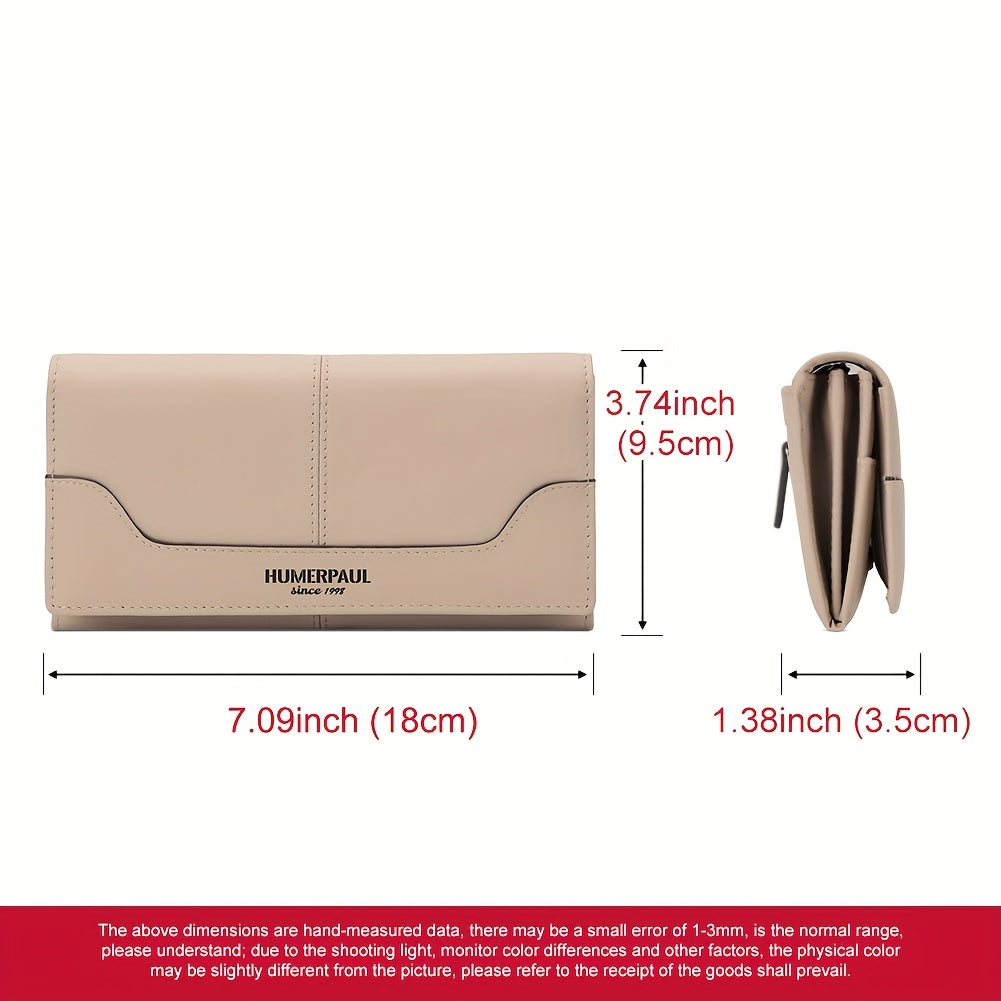 HUMERPAUL Women's RFID Blocking Leather Wallet Long Classic Travel