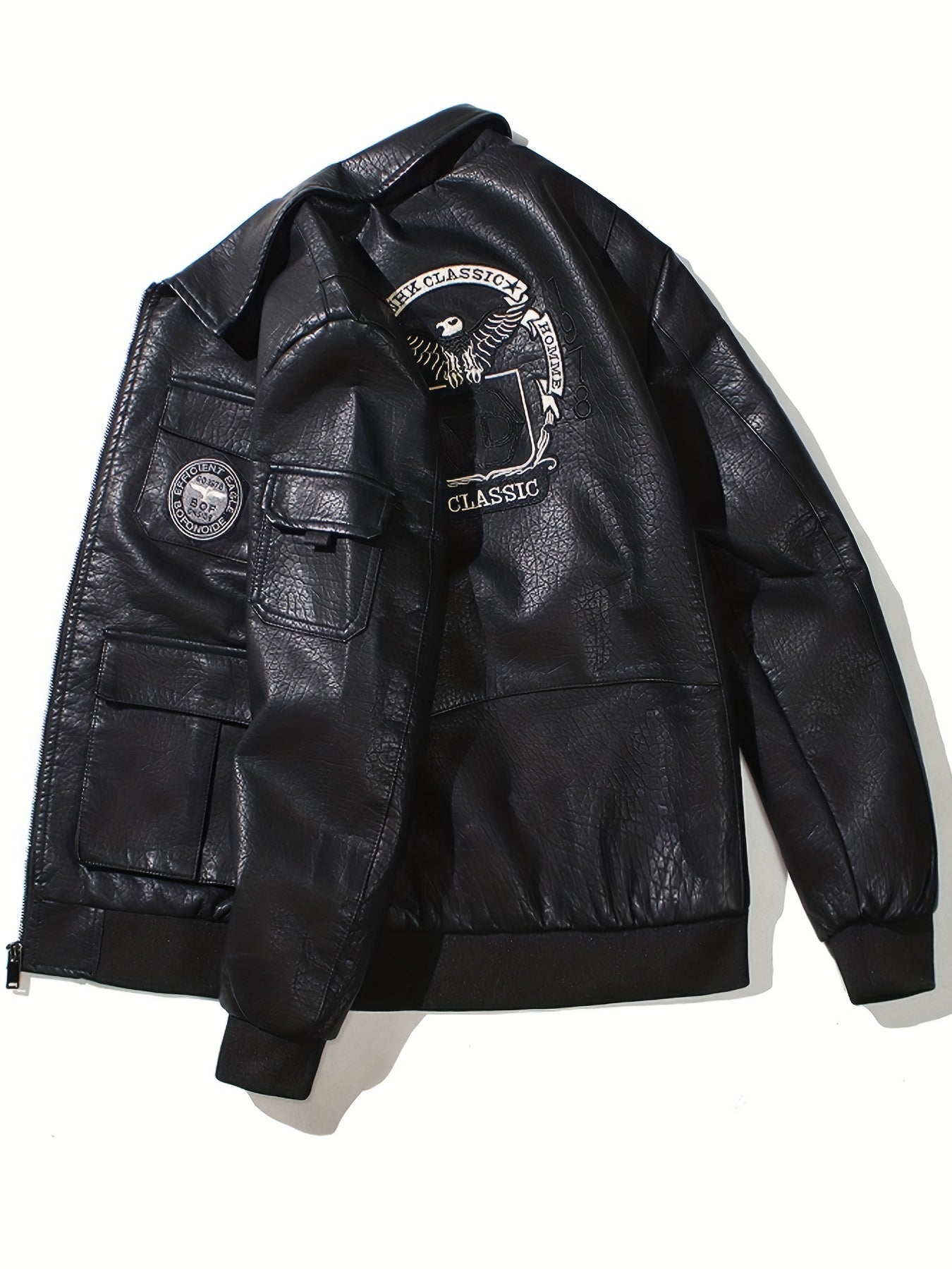 Men's Eagle Embroidered Cycling Jacket With Pocket